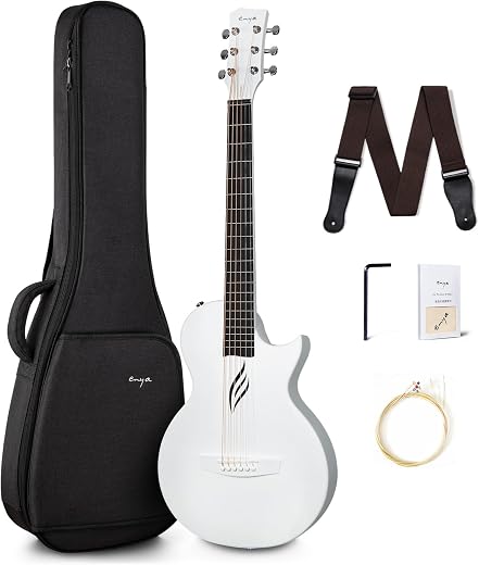 Enya Nova Go Carbon Fiber Acoustic Guitar 1/2 Size Beginner Adult Travel Acustica Guitarra w/Starter Bundle Kit of Colorfu...