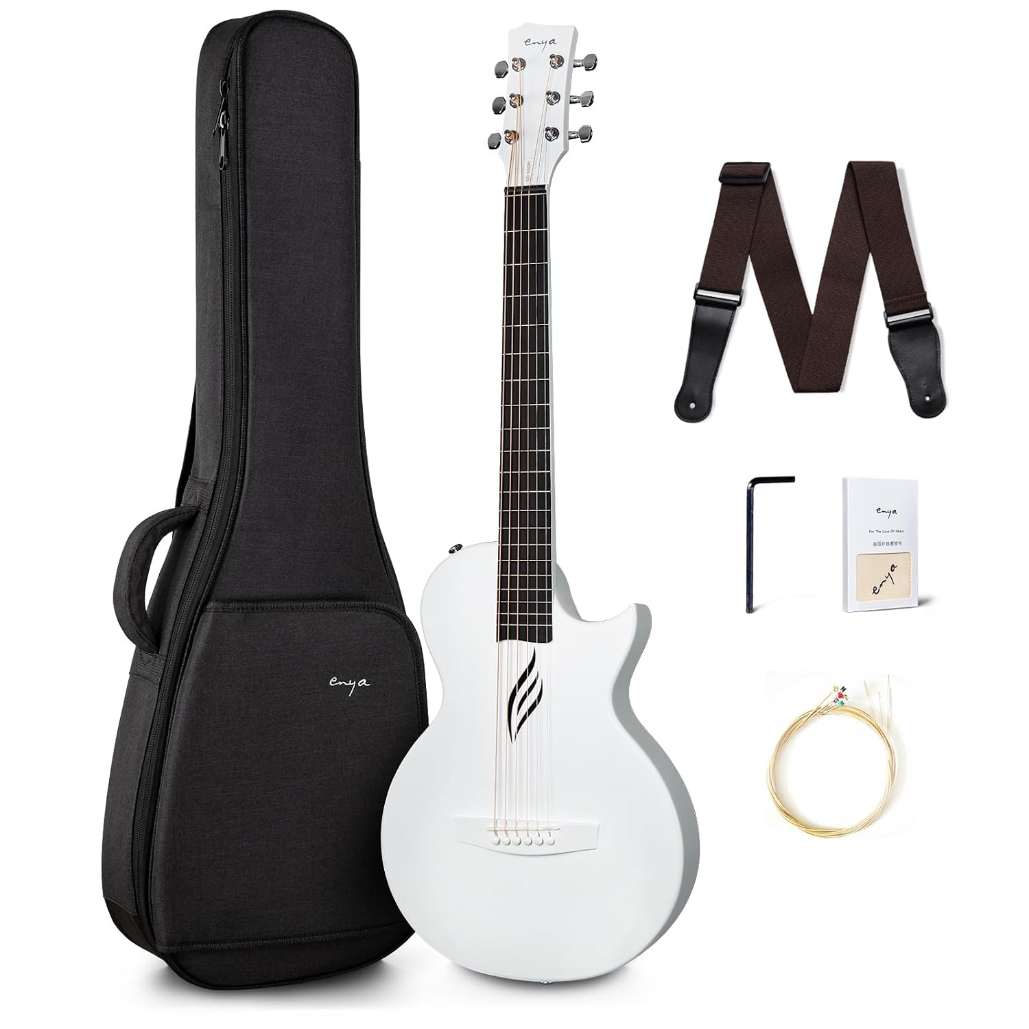 Enya Nova Go Carbon Fiber Acoustic Guitar 1/2 Size Beginner Adult Travel Acustica Guitarra w/Starter Bundle Kit of Colorfu... - Review, Price and Buying Guide