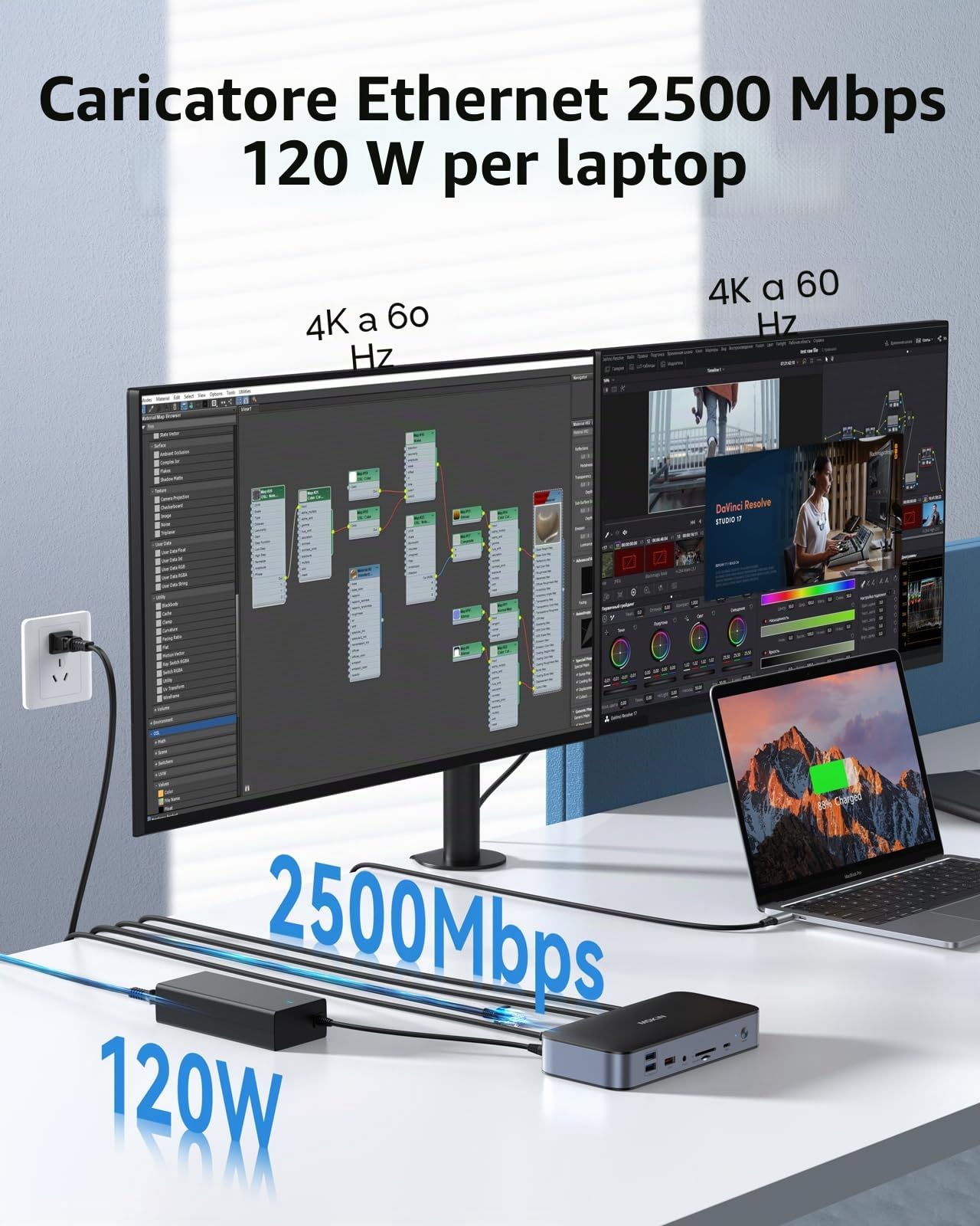 DisplayLink Docking Station per MacBook Pro/Air, 15 in 1 DisplayLink Docking Station Dual Monitor, Dock USB C con 2 HDMI, 2 DisplayPort, 2.5 Gbps Ethernet, USB 3.1/3.0/2.0, SD/Micro SD per Dell/HP