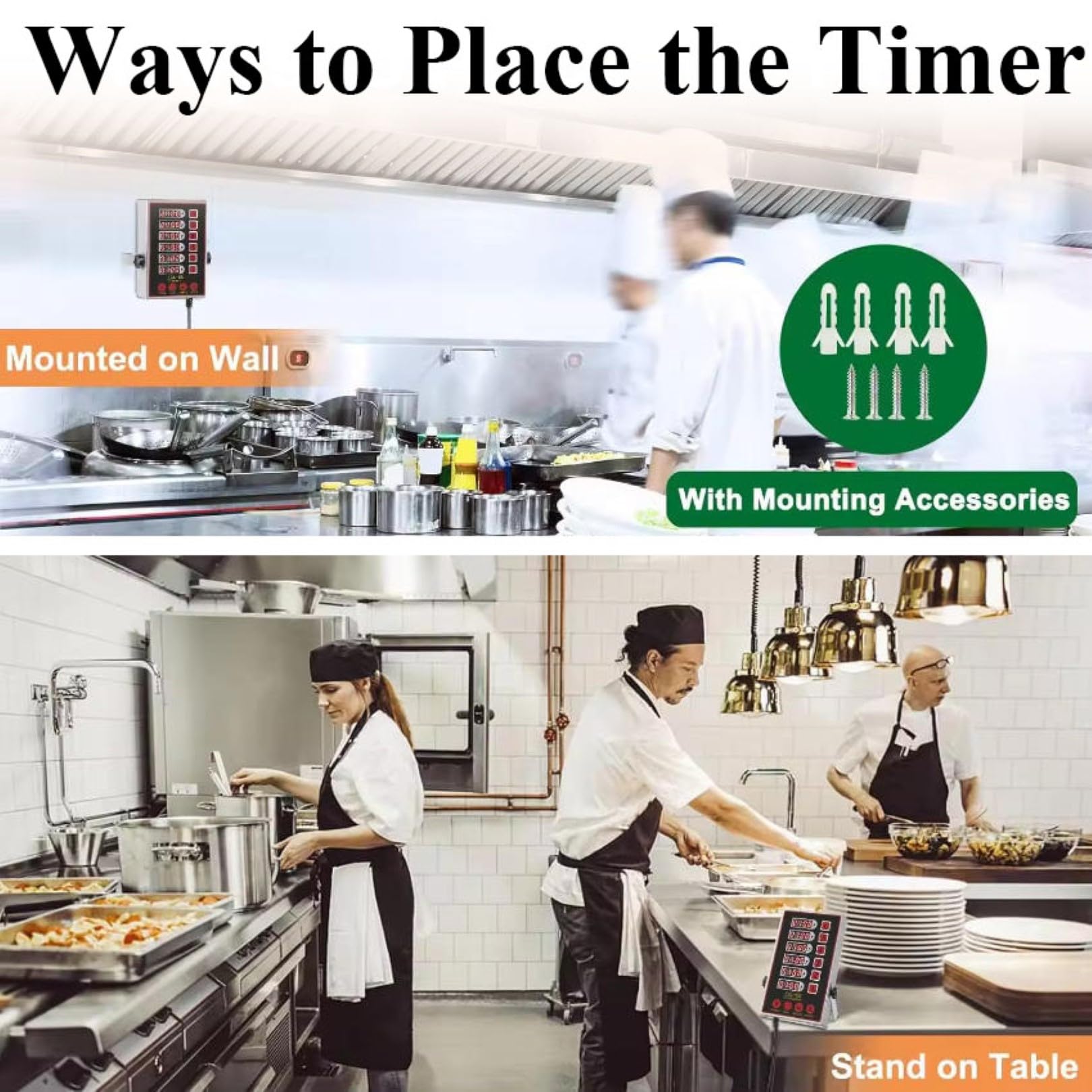 6-kanałowy timer kuchenny, profesjonalny cyfrowy timer z regulowanym budzikiem, programowalny wielokanałowy timer do gotowania, pieczenia, grillowania i użytku w restauracji