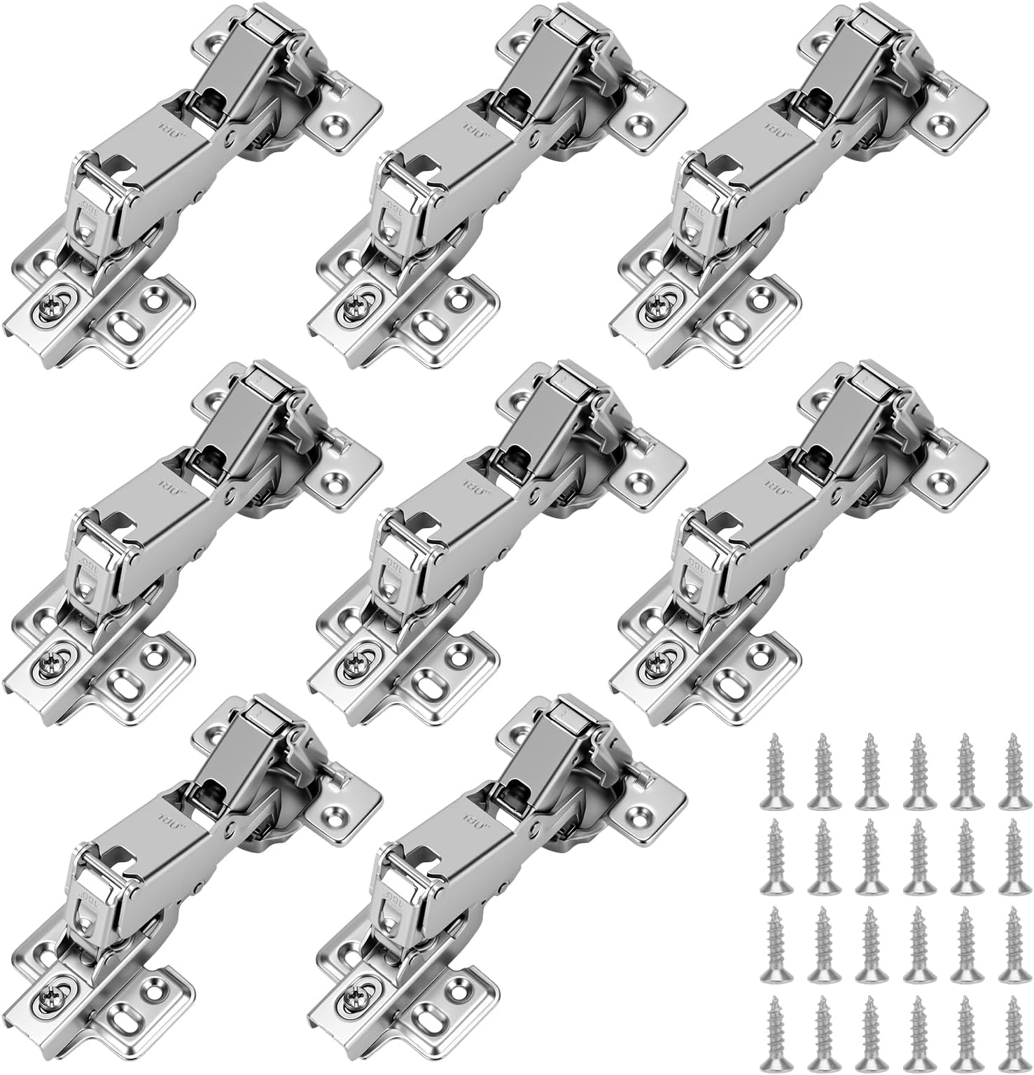 8 Pack 180 Degree Cabinet Hinges, Soft Close Cabinet Hinges Slow Smooth Hidden Frameless for Corner, Hidden Door, Kitchen Cabinets, Cupboard Folded