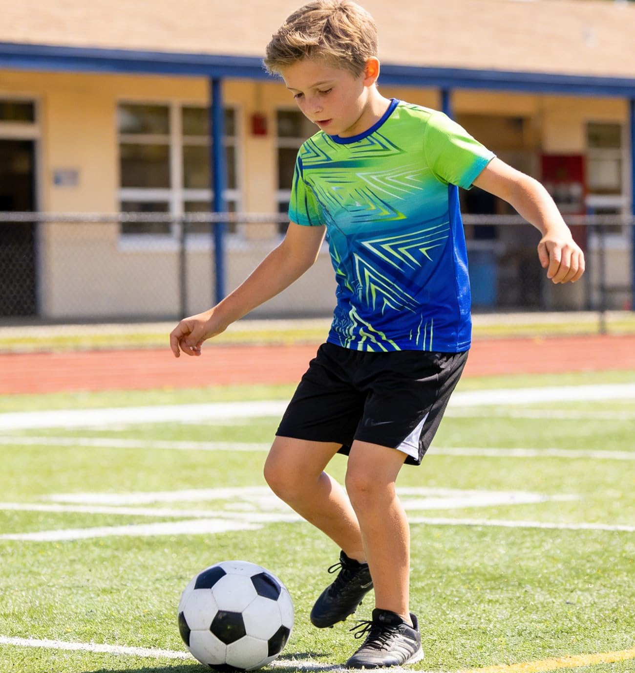 Lovekider Boys Athletic T-Shirt Dry Fit - Moisture Wicking Crew Neck Rash Guard Tees for Soccer, Gym, Sports, Size 7-14 - Image 6