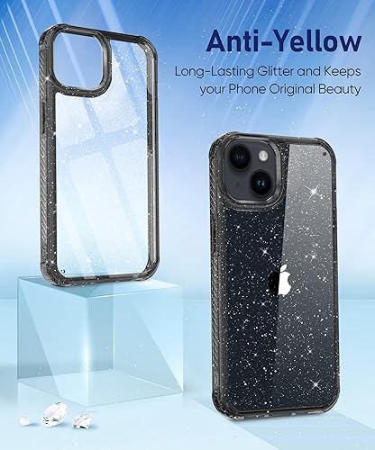 Miniatura 220 de MIODIK Funda compatible con iPhone 13 Pro, con protector de pantalla + protector de lente de cámara, funda protectora de purpurina transparente