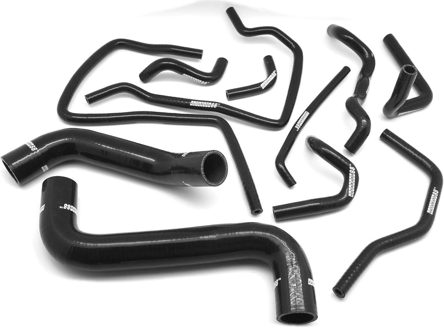 Autobahn88 Radiator Coolant & Heater Silicone Hose Kit, compatible with 2000-2007 Subaru Impreza WRX STi GDA GDB EJ20 EJ25 Ver 7 8 9 (Black -without Clamp Set)