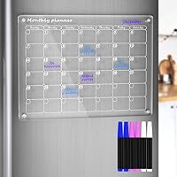 Vista 8 de AITEE Calendario mensual y semanal magnético acrílico para refrigerador, juego de 2 calendarios transparentes de borrado en seco para refrigerador