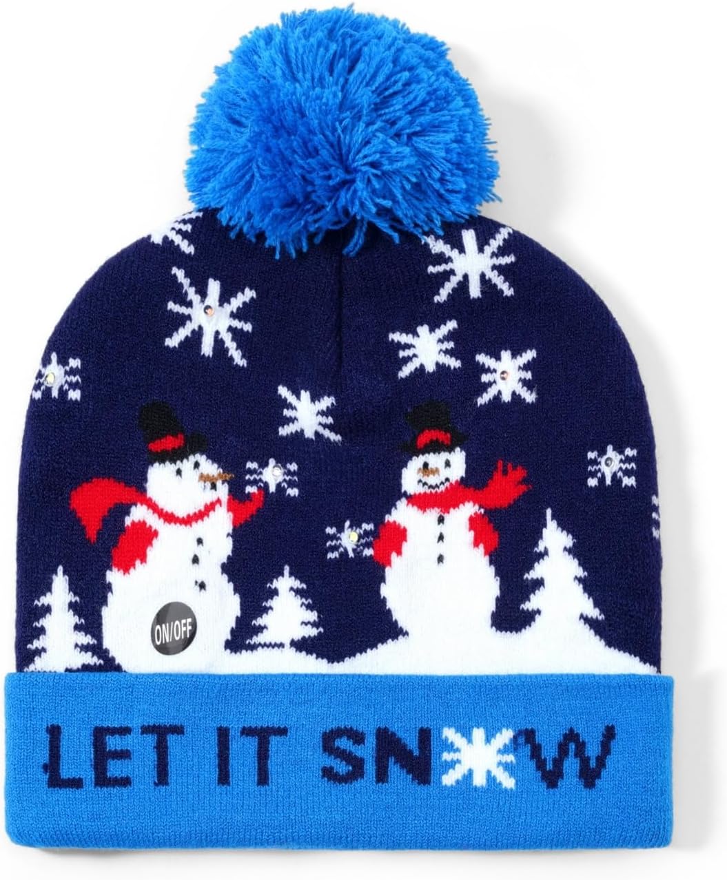 Christmas Hat 2 Pack Light Up Knitted Beanie Hat Xmas Santa Holiday Cap LED Lights (Set 4) - Image 3