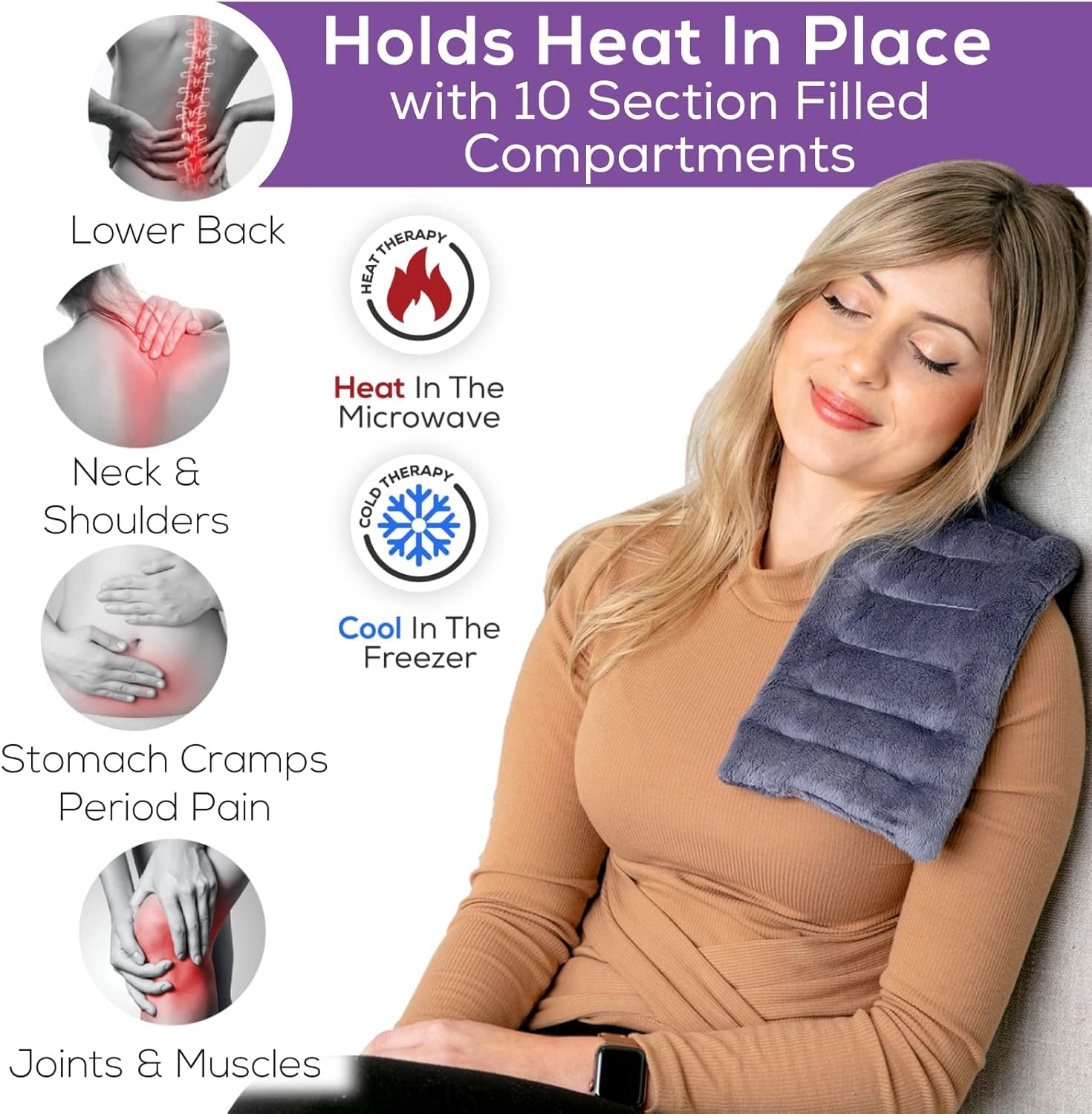 Paquete de calor para microondas para aliviar el dolor, almohadilla térmica de bolsa de trigo pequeña, compresa caliente reutilizable para calambres, alivio del estrés y relajación muscular, comodidad