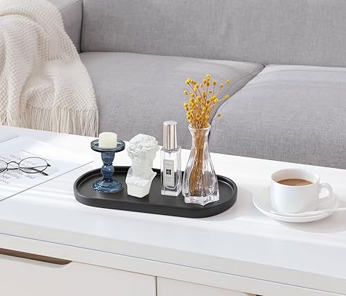 Miniatura 5 de Luxspire Bandeja de tocador de baño, bandeja dispensadora de jabón ovalada, bandejas de encimera de cocina, bandeja de baño de resina hecha a mano