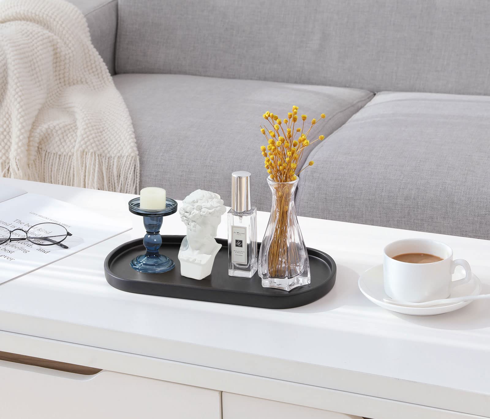 Vassoio Portagioie In Resina Effetto Marmo - Organizer Anelli E Collane 20x10.5cm, Stile Nordico - Foto 6