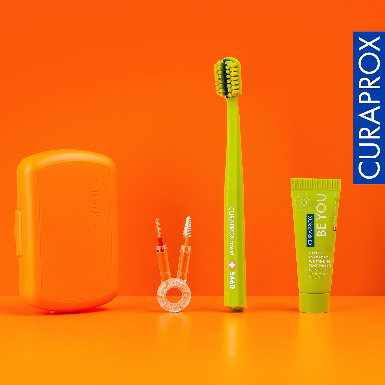 Curaprox Ortho Travel Set – Braces & On-the-Go Oral Care | Ultra Soft Brush + Whitening Toothpaste | Compact Set for Orthodontic Hygiene