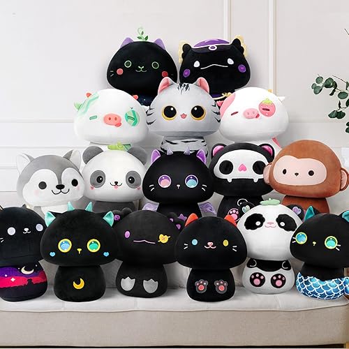 Miniatura 7 de Mewaii Peluche de hongo, bonita almohada de felpa de gato, almohada de peluche suave, animales de peluche de gato, Kawaii de 8 pulgadas, regalo de