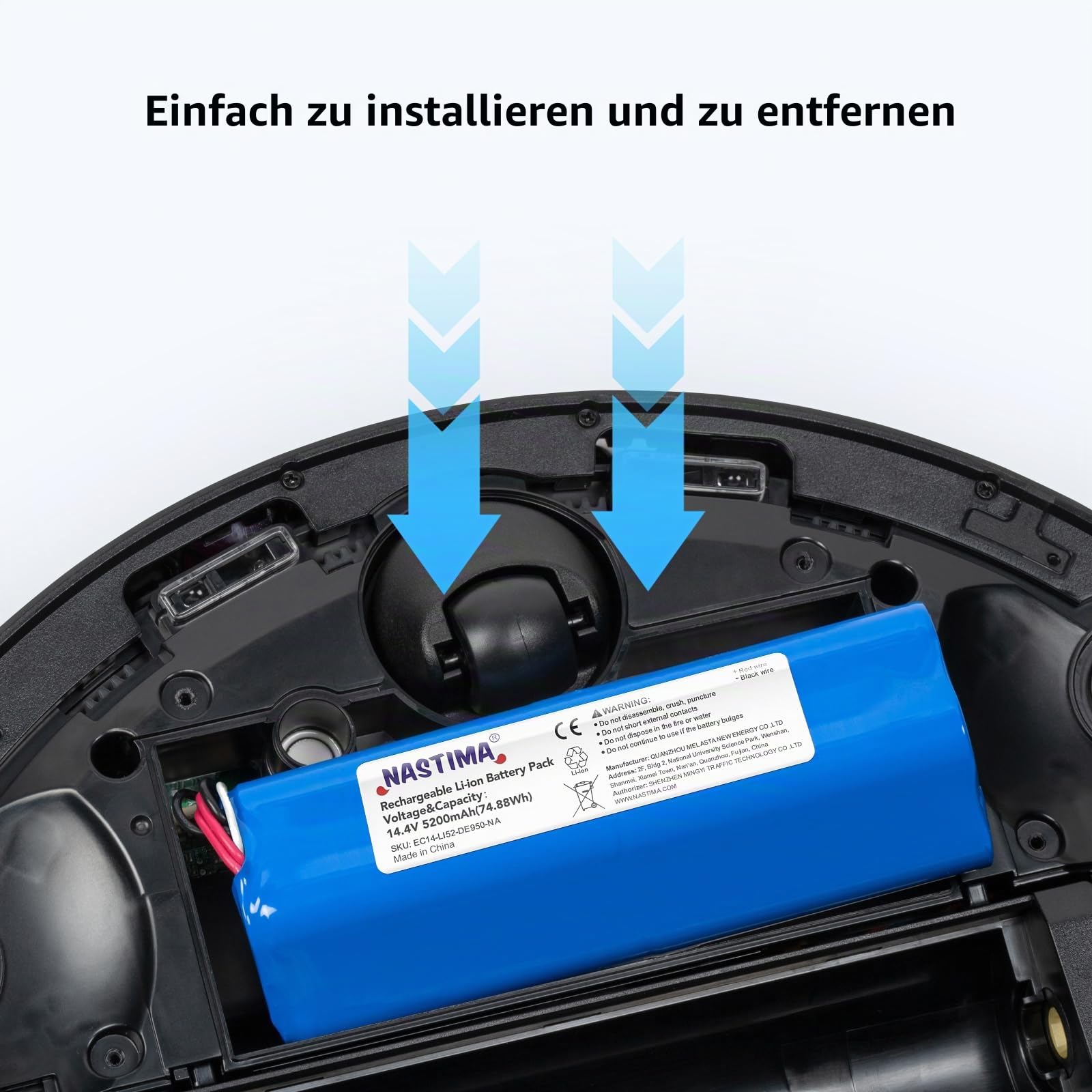 NASTIMA 14,4V 5200mAh Li-ion Ersatzakku für Ecovacs Deebot Ozmo 950, Deebot T8 T8+, Deebot T9 T9+, Deebot T10 T10+, Ersatz Akku für Deebot X1 Omni, Deebot T20 Omni Serie Staubsauger
