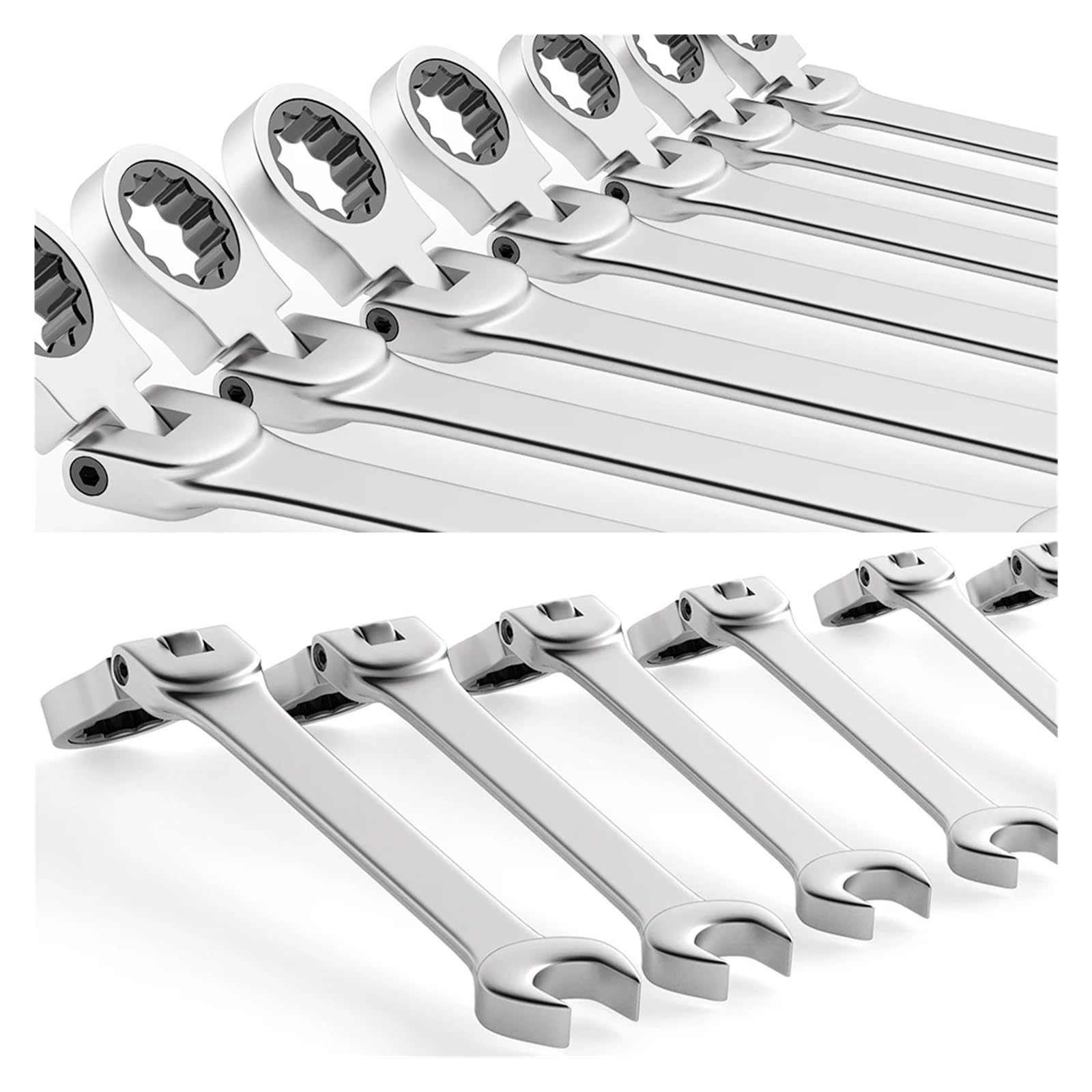 Zestaw Kluczy Zestaw Kluczy Płasko-oczkowych Z Grzechotką 6-23 Mm, Metryczny, Główka Elastyczna, Klucz Grzechotkowy, Stal Chromowo-wanadowa(9pcs)