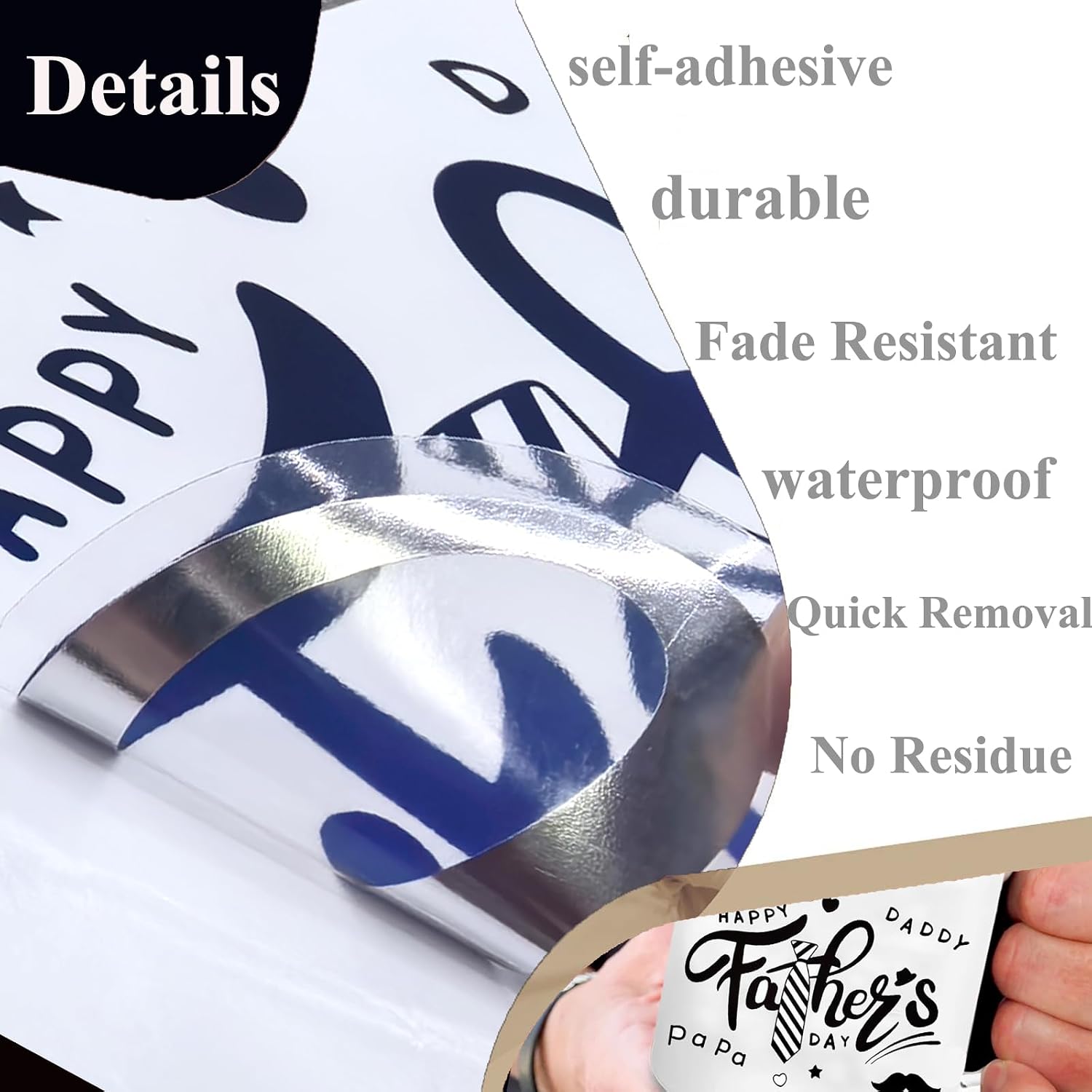 Happy Father's Day Stickers, Bobo Balloons Sticker -6 Pcs Transparent Balloon Decals for Father's Day, Black Dad Sticker for Balloon Decor, Gifts & DIY Party Supplies -Black image 5