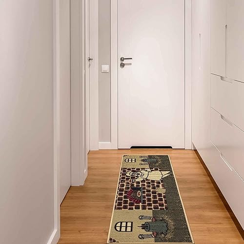 Miniatura 4 de Ottomanson Sara Collection - Alfombra antideslizante de goma con diseño de chef de 2 x 5 pulgadas, 20 x 59 pulgadas, multicolor