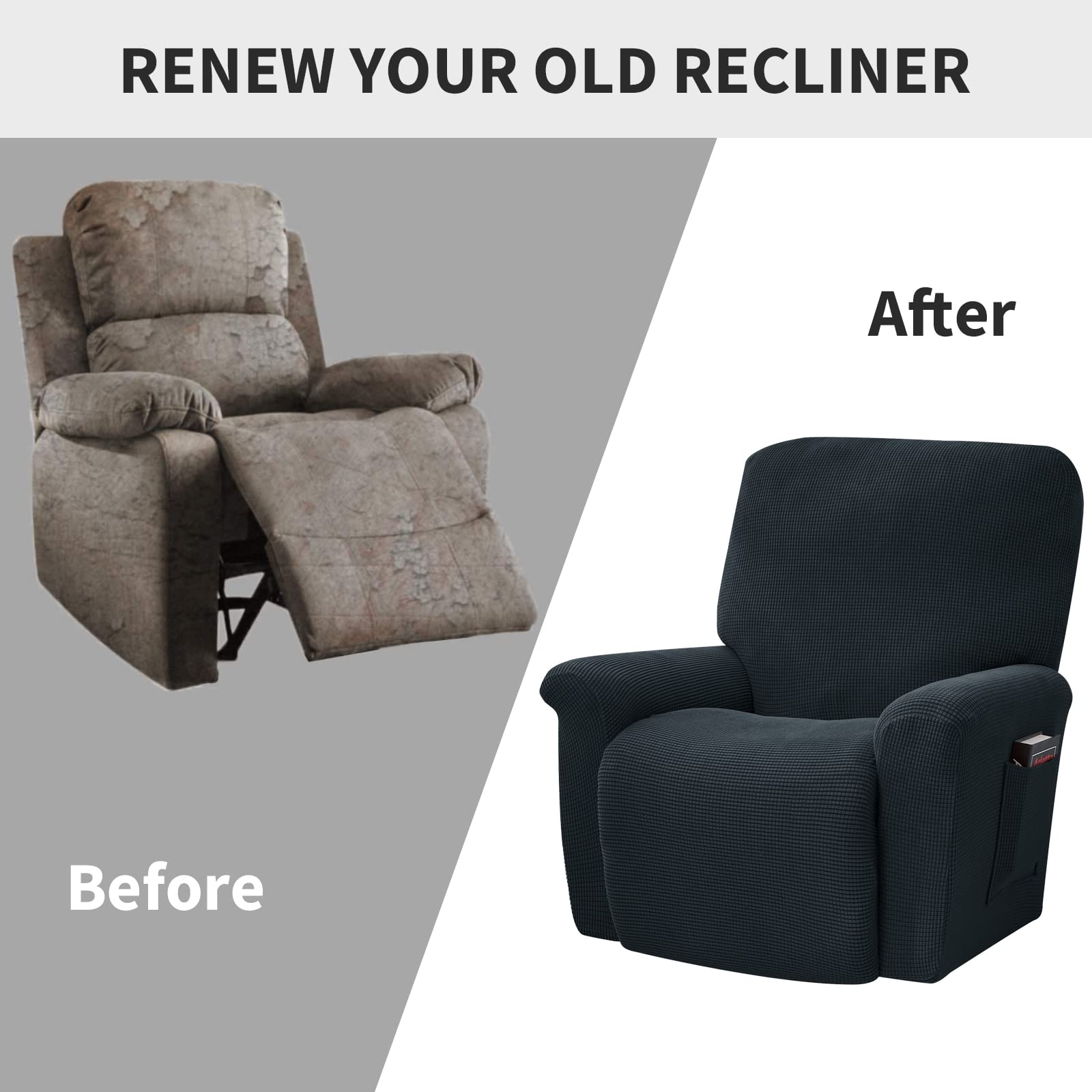 Topchances Stretch Recliner Cover, Recliner Chair Slipcovers, Couch Cover, Non-Slip Sofa Slipcover - Image 4