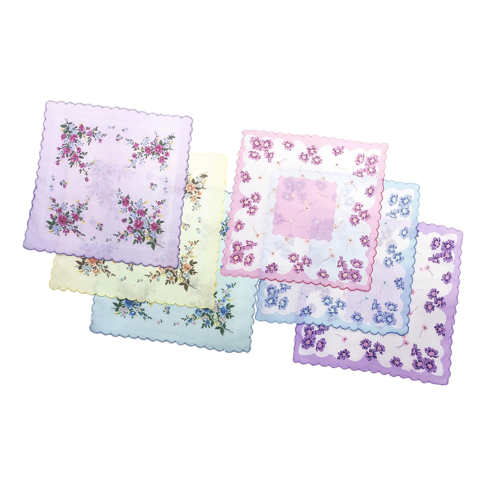 Womens Handkerchiefs Bulk Flowers Printed Flower Handkerchief 6Pcs-image-13