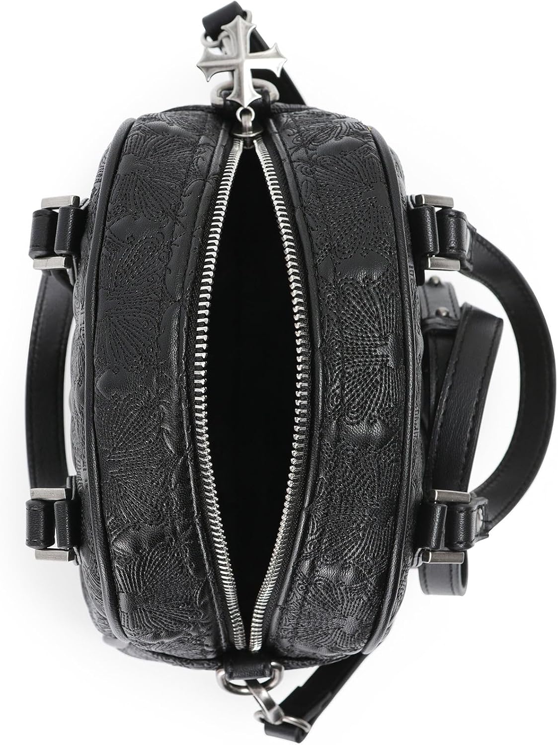 Von Dutch Bowling Bag Purse, Small Bag Crossbody Strap and Top Handles, 8" L x 7" H x 7.5" W, Y2K Purse