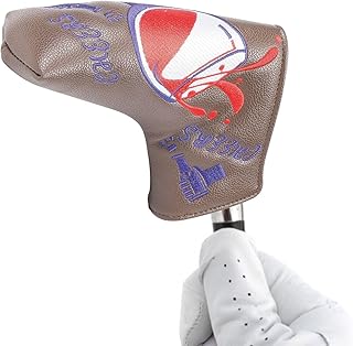 ゴルフヘッドカバー - 17*12*8cm Pu レザー素材、スカルブレードパター、磁気閉鎖プロテクター、クラブアクセサリー | ゴルフヘッドカバードライバー、フェアウェイ、ハイブリッド、アイアン向けに設計された耐久性のあるヘッドカバーに最適