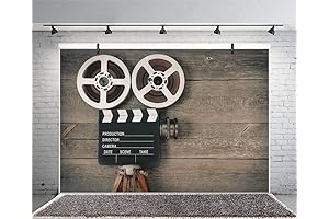 AOFOTO 7x5ft Old Movie Camera on Wood Board Background Vintage Film Motion...