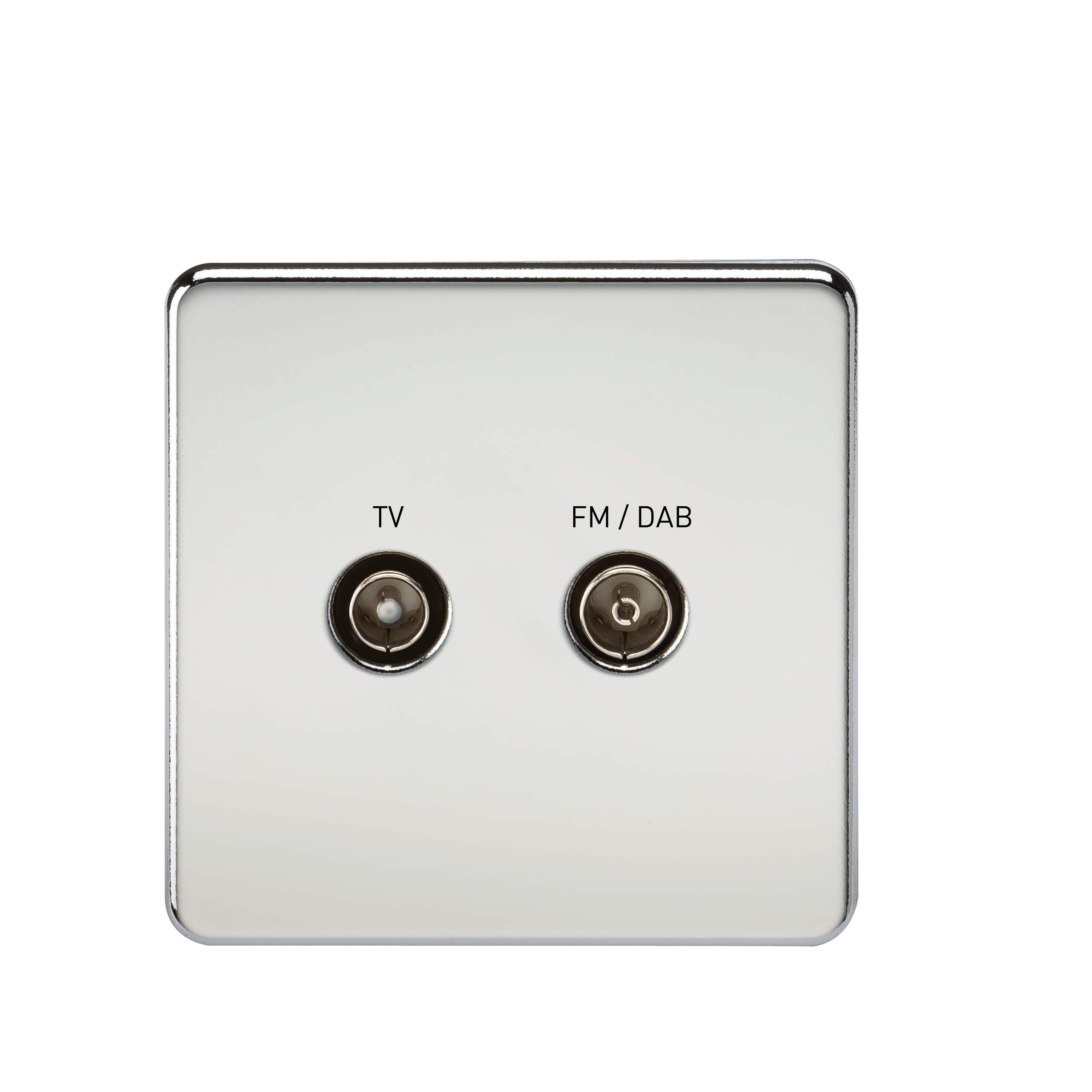 Knightsbridge SF0160PC (Tv & Fm Dab) Screwless Screened Diplex Outlet, Polished Chrome