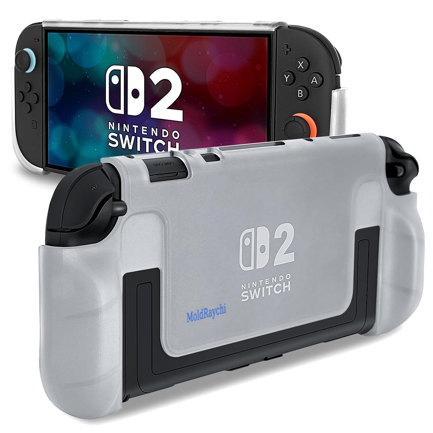 Protective Case for Nintendo Switch 2, Slim Dockable TPU Cover, Kickstand Compatible, Shockproof Protection - Lightweight Design, No Front Screen Layer -Clear Black/ -Clear White (Clear White)