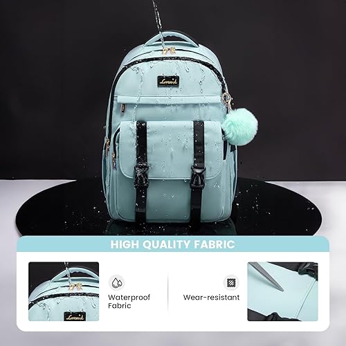 Miniatura 5 de LOVEVOOK Mochila para laptop para mujer bolsas de computadora de negocios para viajes de trabajo, Verde (Mint Green), Mochila