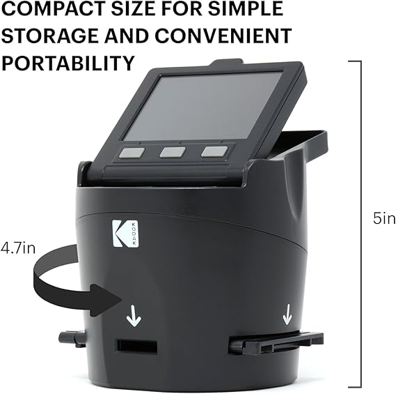 Kodak SCANZA Digital Film & Slide Scanner Converts 35mm, 126, 110, Super 8 & 8mm Film to JPEG with 3.5 LCD, Easy-Load Inserts & Adapters