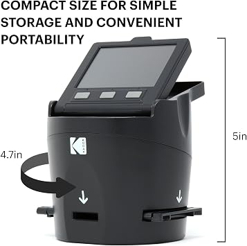 Kodak SCANZA Digital Film & Slide Scanner Converts 35mm, 126, 110, Super 8 & 8mm Film to JPEG with 3.5 LCD, Easy-Load Inserts & Adapters