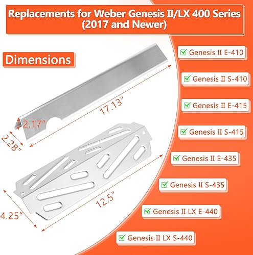 Miniatura 35 de Barras aromatizantes Genesis II y deflector de calor Genesis II para Weber GS4 Genesis II 300 ii E-310 E310 ii E-315 ii E-335 ii S-335 ii se-335