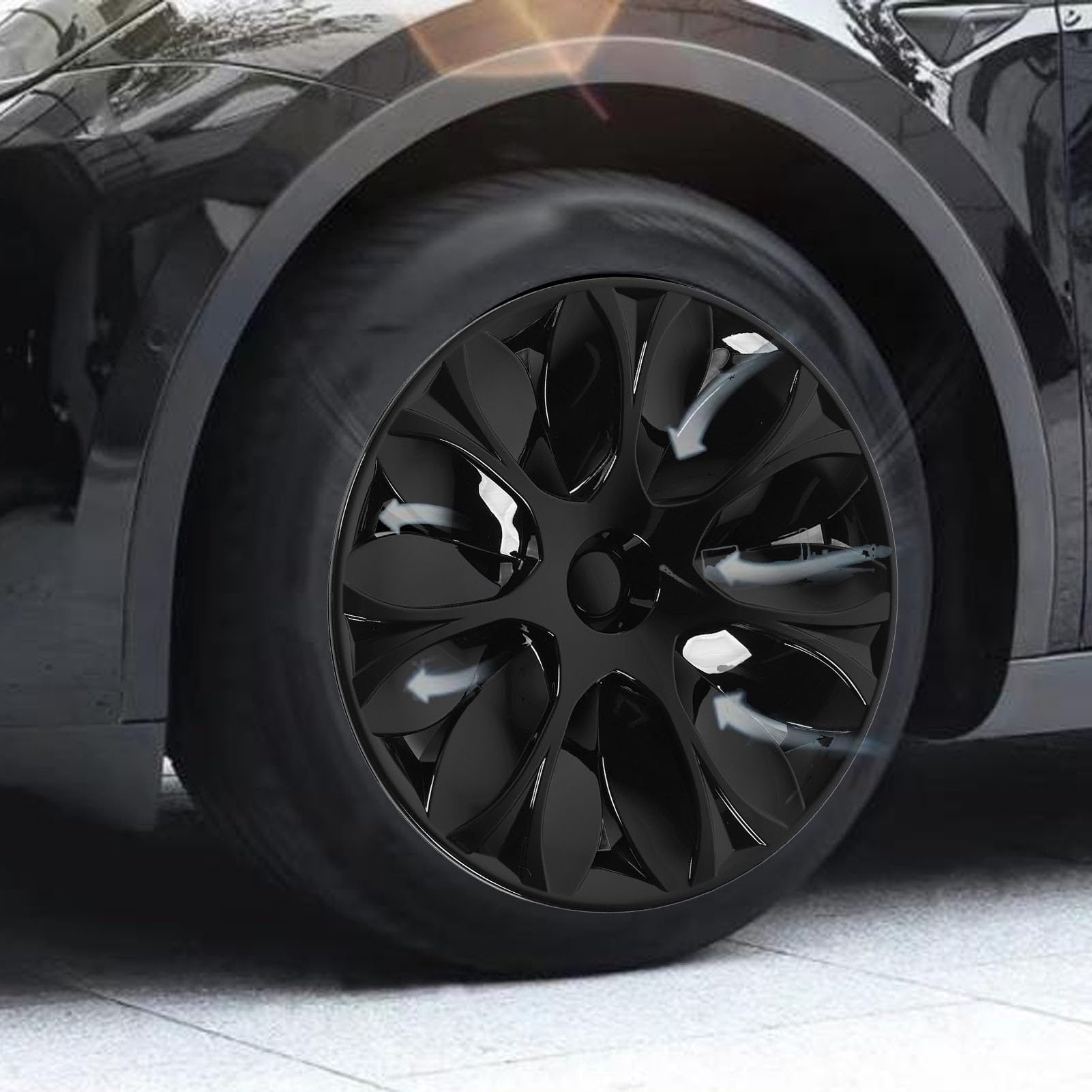 Model Y 2021-2024 pełne kołpaki kół ABS o wysokiej wytrzymałości, 4-częściowy zestaw, ochrona łatwa w instalacji, stylowe i trwałe wykończenie