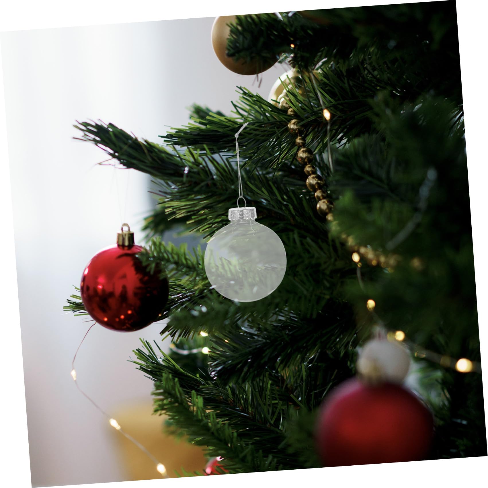 Operitacx 10 Bolas de Plástico Transparentes para Decoración de Árbol de Navidad, Diseño Hueco DIY para Fiesta y Ambiente Festivo