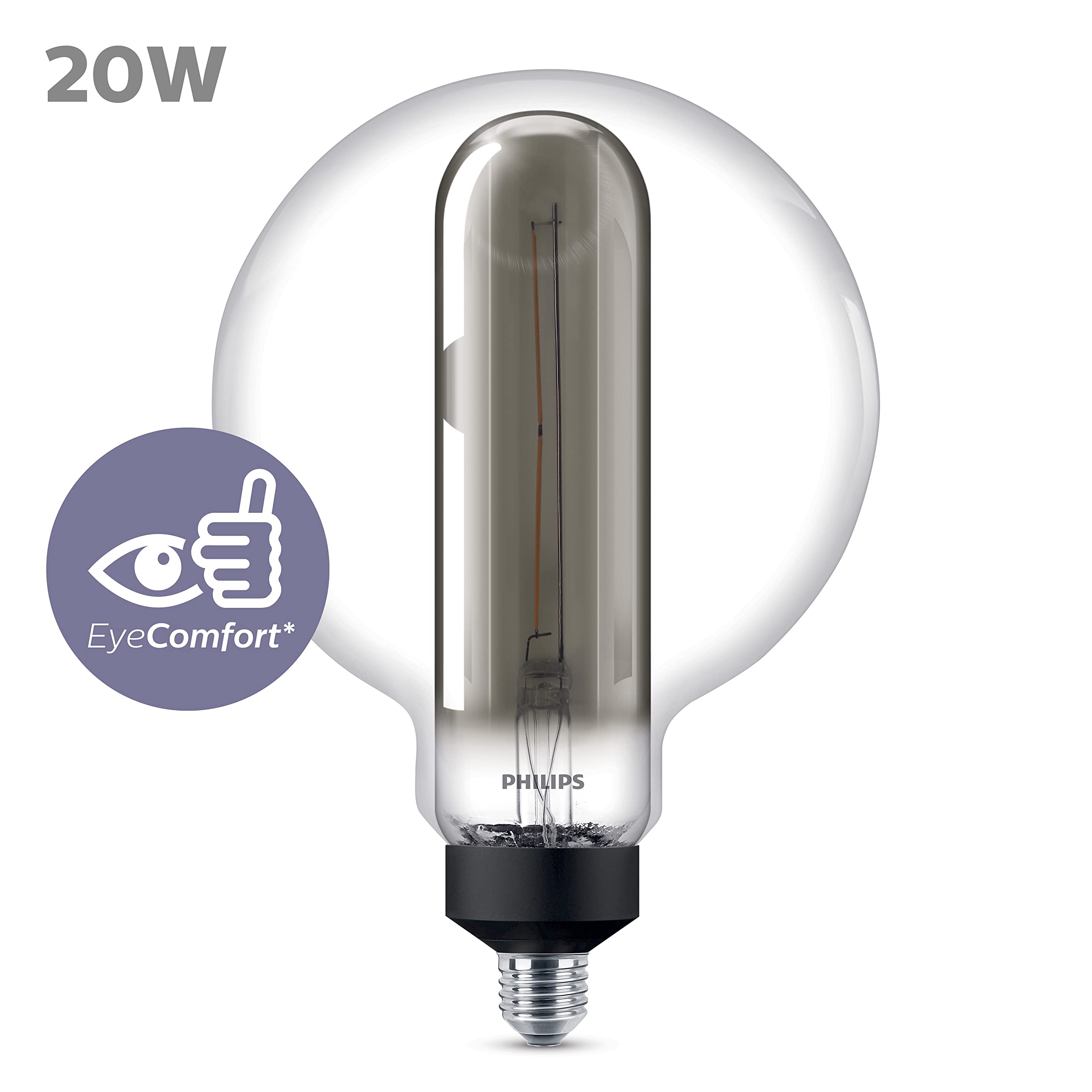 PHILIPS LED Lampadina, Globo, Flame, 6.5W-20WW, Dimmerabile, E27, 1 pezzo