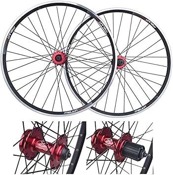 26 Inch Front Rear Bike Wheel, 32 HolesMountain Bike Rims Double Wall Quick Release Rim V-Brake Disc Brake 7-8-9-10 Speed Wheelset