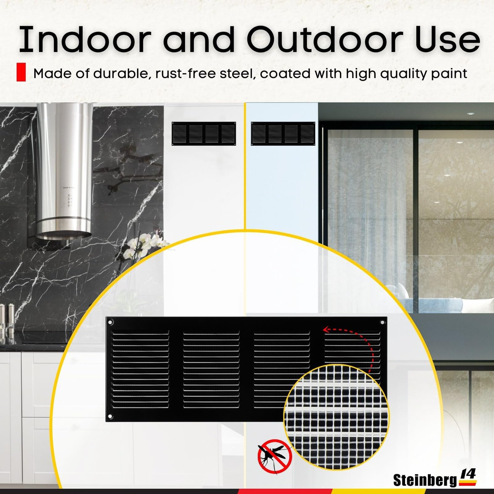 Griglia Di Ventilazione Steinberg14 200x100 Mm - Metallo Marrone, Con Zanzariera, Per Interni/Esterni - Foto 11