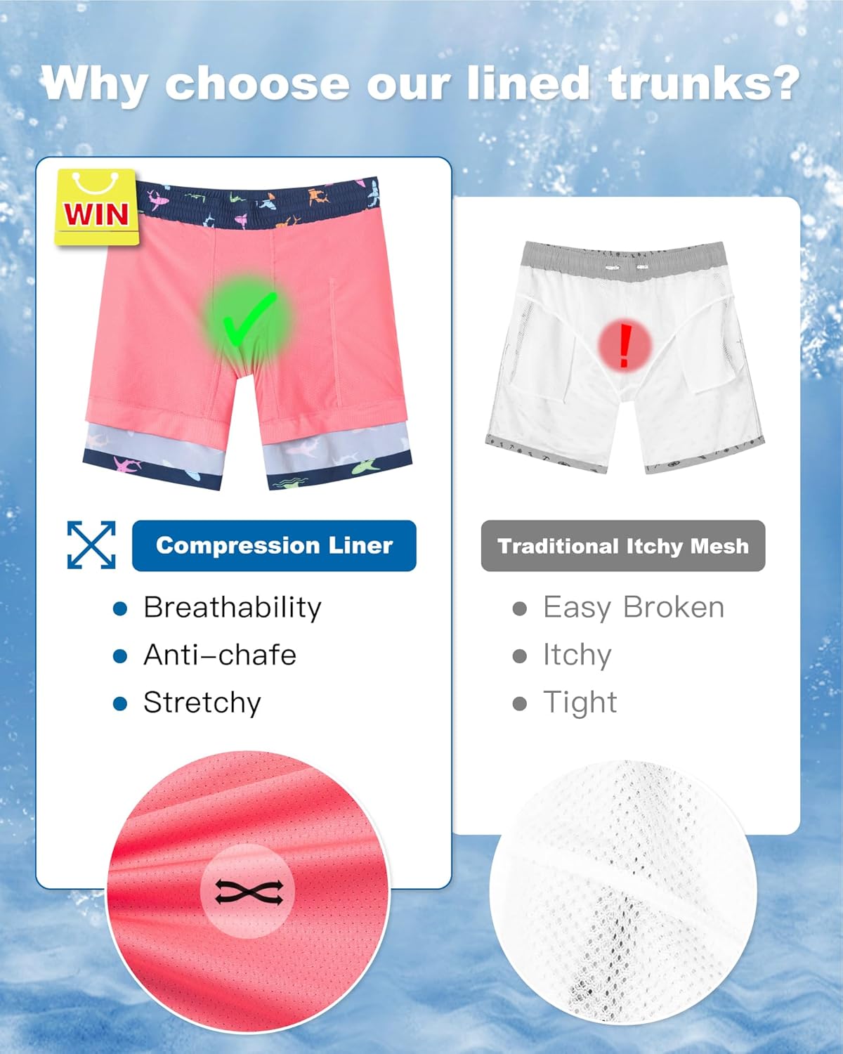 SURF CUZ Mens Swim Trunks with Compression Liner Swim Shorts 7" Swimming Trunks Stretch 7 Inch Swim Suits Quick Dry - Image 6