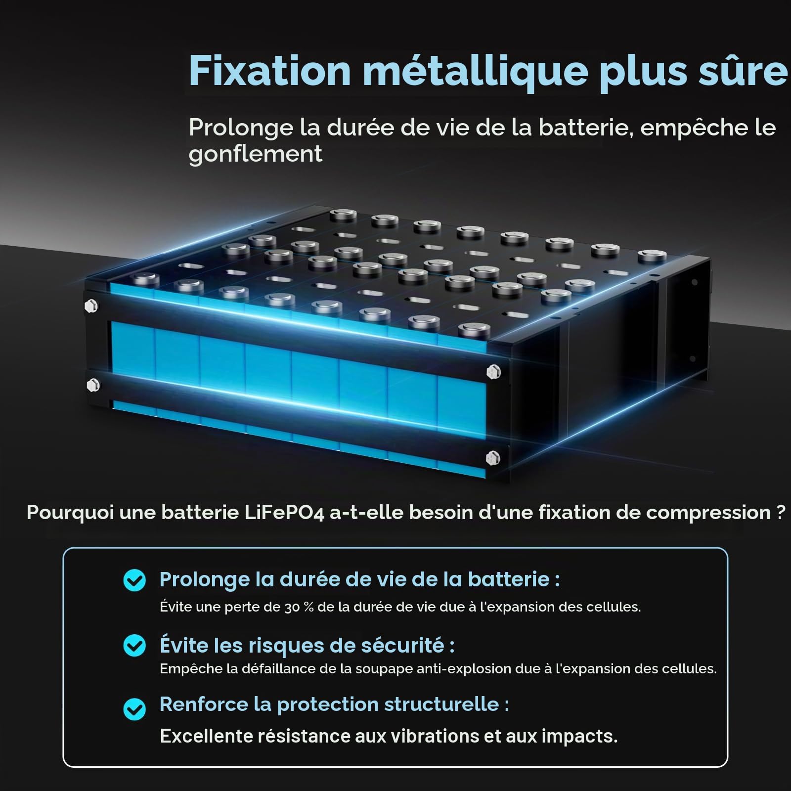 Batterie LiFePO4 48 V 50 Ah pour chariot de golf, BMS 50 A intégrée, batterie au lithium avec cellules de classe A, parfaite pour les camping-cars, les chariots, les moteurs de trolling, les maisons