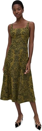 Ulla Johnson Women's Natali Tank Cotton Dress, Olive Flora, 10