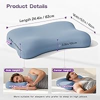 Vista 5 de Almohada refrescante para dormir de lado, almohada cervical patentada para dormir, almohada ergonómica curvada de espuma viscoelástica para dormir