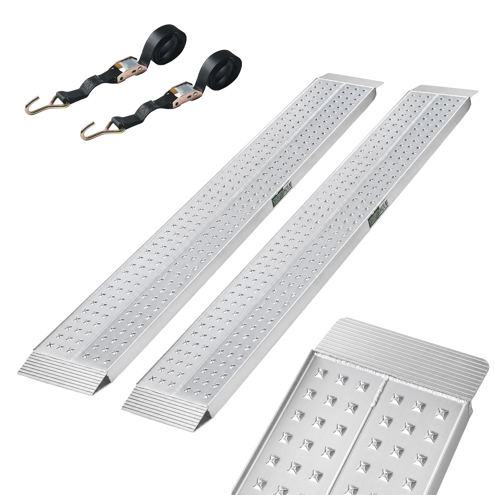 TRUTZHOLM 2 x Auffahrrampen 200 x 28 cm 540 kg als Paar 270 kg Stück Alu gelocht starr grau Verladerampen Motorradrampen