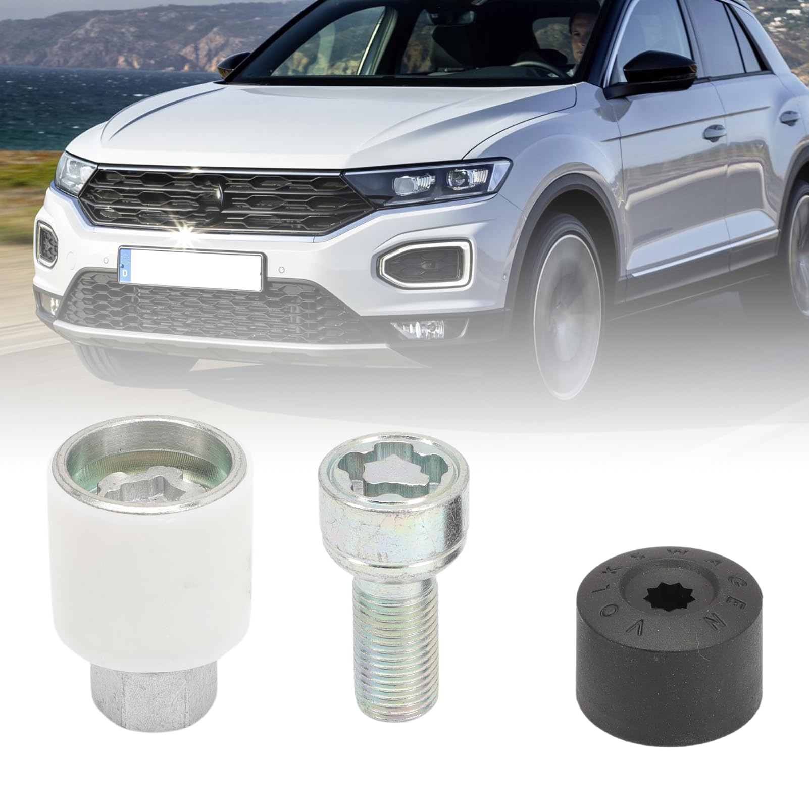 Radsicherung Felgenschloss Radschrauben für golf CC Beetle Jetta Caddy Polo Sharan Tiguan 000071597D Radsicherungsschrauben M14x1.5x27
