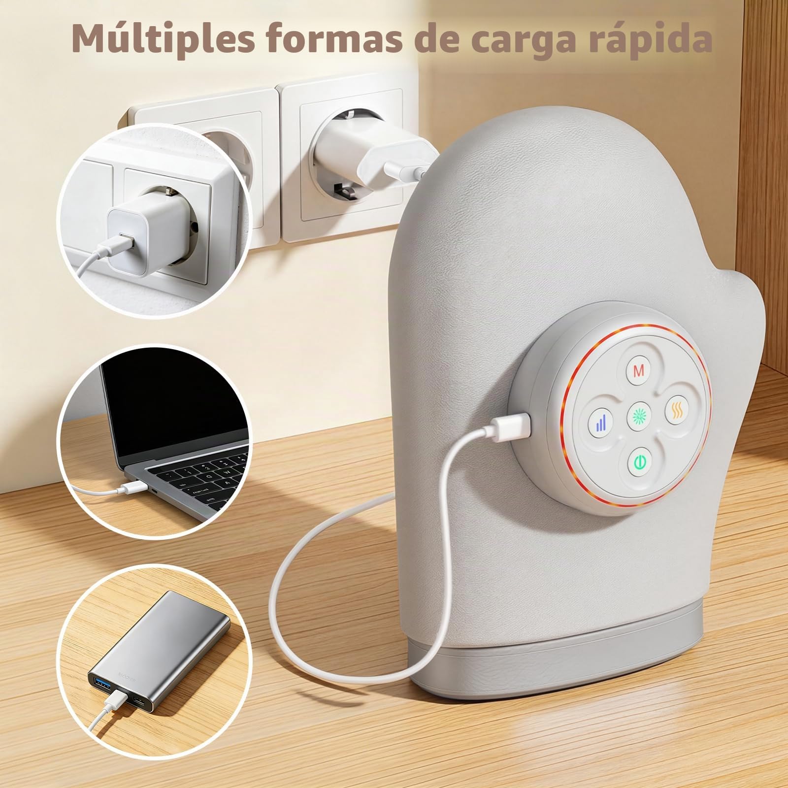 Masajeador de Manos Eléctrico Prisag con Calor, 3 Modos y 5 Niveles Intensidad, Compresión de Aire para Artritis y Túnel Carpiano, Alivio del Dolor, Regalo Ideal para Mujeres, Padres y Abuelos, Gris