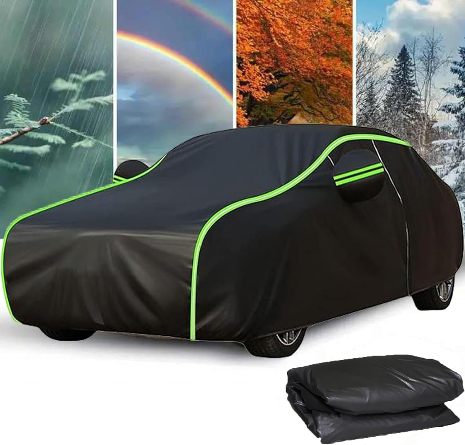 Waterproof All-Weather Car Cover Compatible with Mini Cooper Clubman R55 2008-2010 Windproof,UV-Resistant,Dustproof with Zipper Door & Reflective Strips,Custom Fit Cover