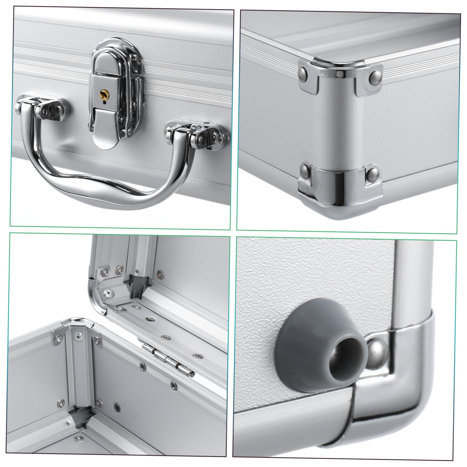 NUOBESTY Multifunktionaler Hartschalen Kosmetikkoffer aus Aluminiumlegierung Silberner Aufbewahrungskoffer mit Praktischem Griff für Professionellen Transport von Instrumenten
