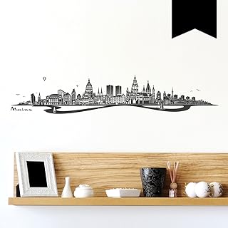 Wandtattoo Skyline Mainz mit Fluss 140 x 26 cm - Schwarz - 35 Farben zur Wahl