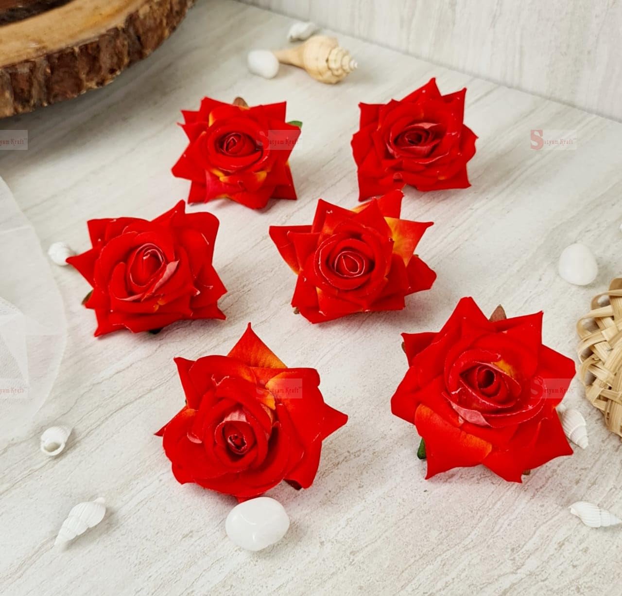 SATYAM KRAFT 6 Pcs Artificial Rose Velvet Flower for Puja Decoration, Gifting, Home, Garden, Bedroom, Balcony, Living Room Decoration and Craft (6 cm)(Velvet)(Orange) (B08P8M9NCD) Amazon Price History, Amazon Price Tracker