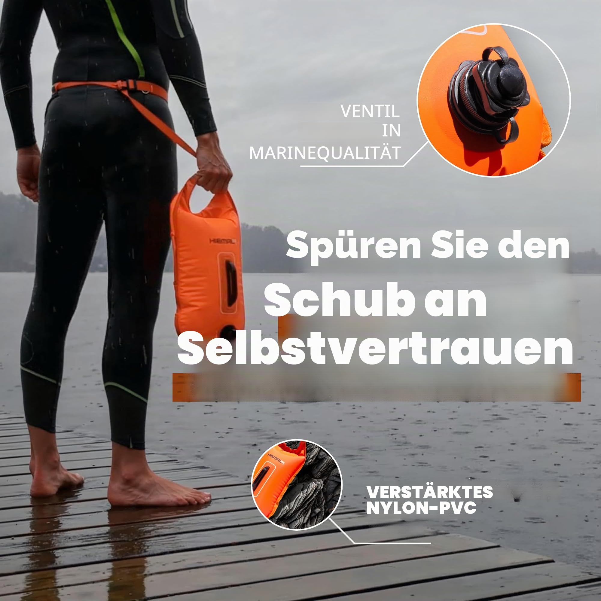 Schwimmboje für offenes Wasser mit Trockensack, 15 l, vollständig wasserdichte Schwimmblase – sicher mit höherer Sichtbarkeit, gehärtetes Nylon und Ruhegriff, Schwimmboje – offene Wasserboje für alle