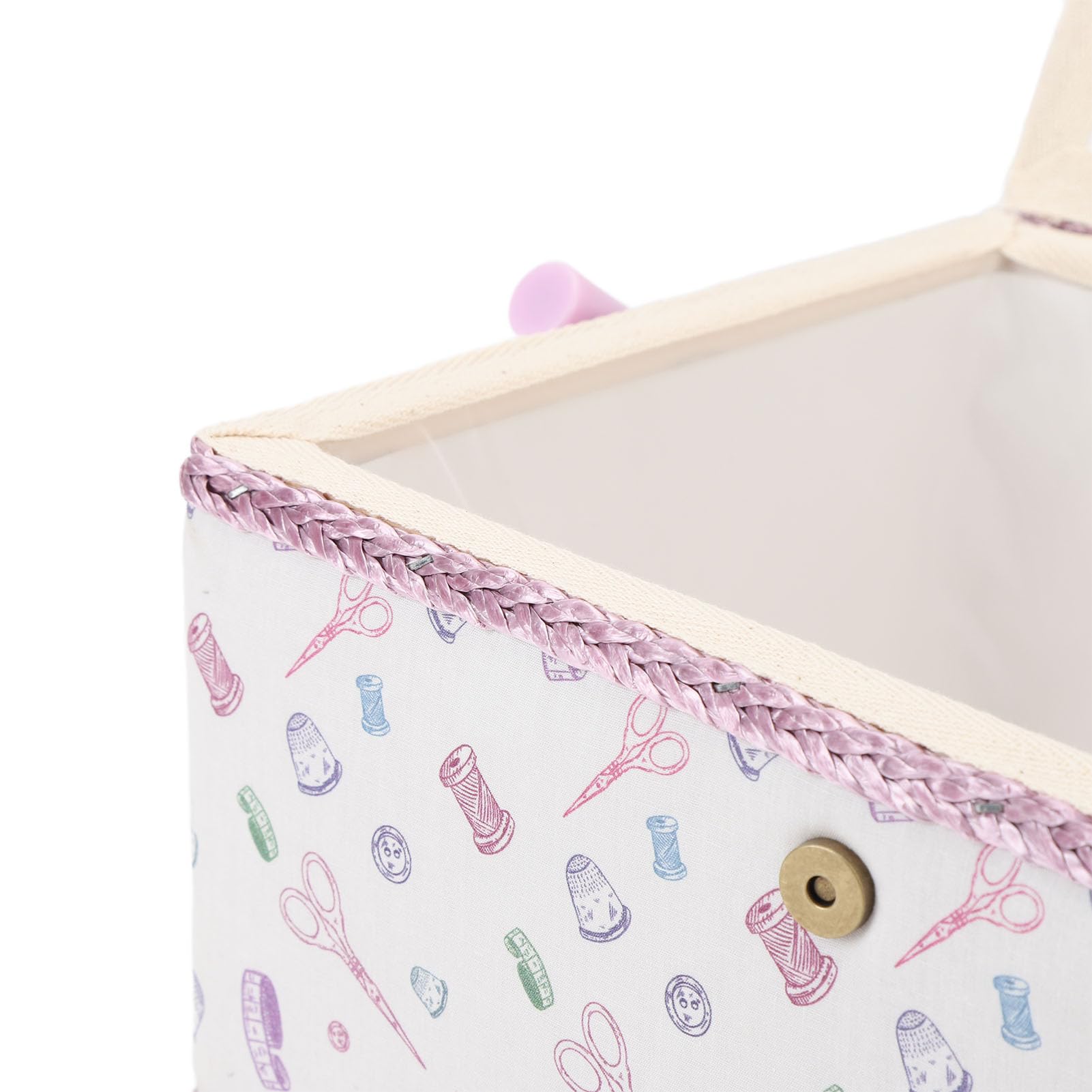 Cesta de Costura para Caja de Almacenamiento de Tela, Organizador de Gran Capacidad con asa portátil, Compartimentos Transparentes para Agujas, Tijeras, Hilos, Accesorio