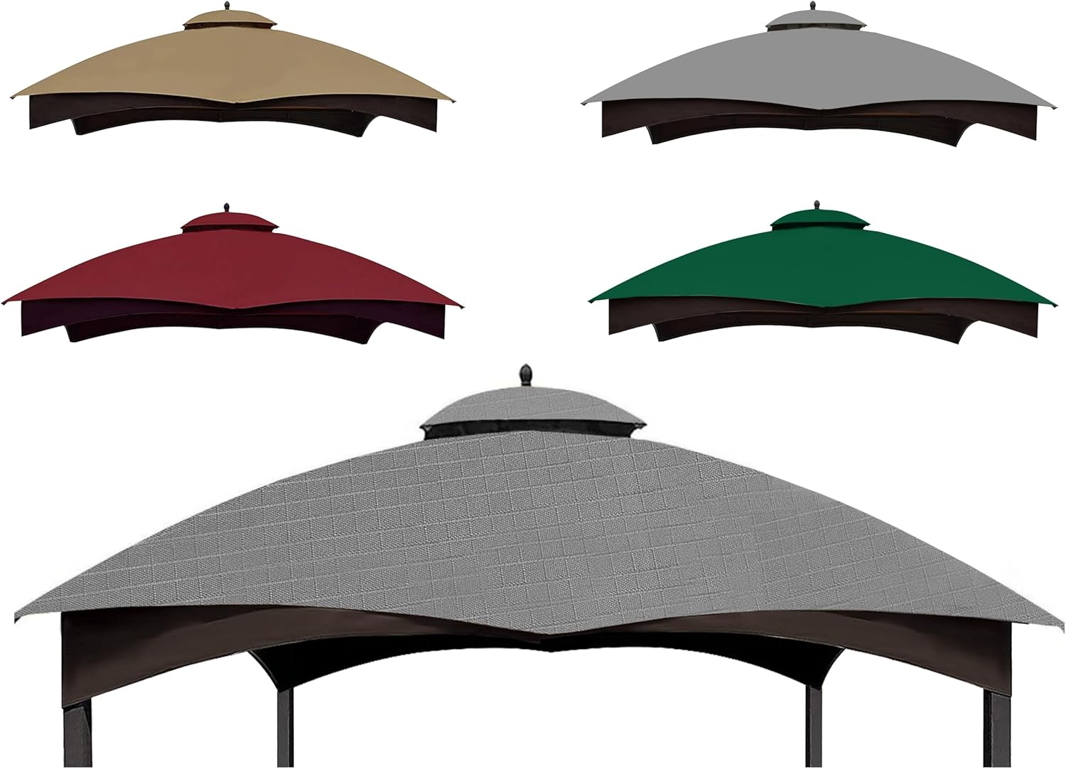 SCOCANOPY Replacement Top Compatible with The Lowe's Gazebo Model #GF-12S004B-1 / GF-12S004BTO (Grey Ripstop)