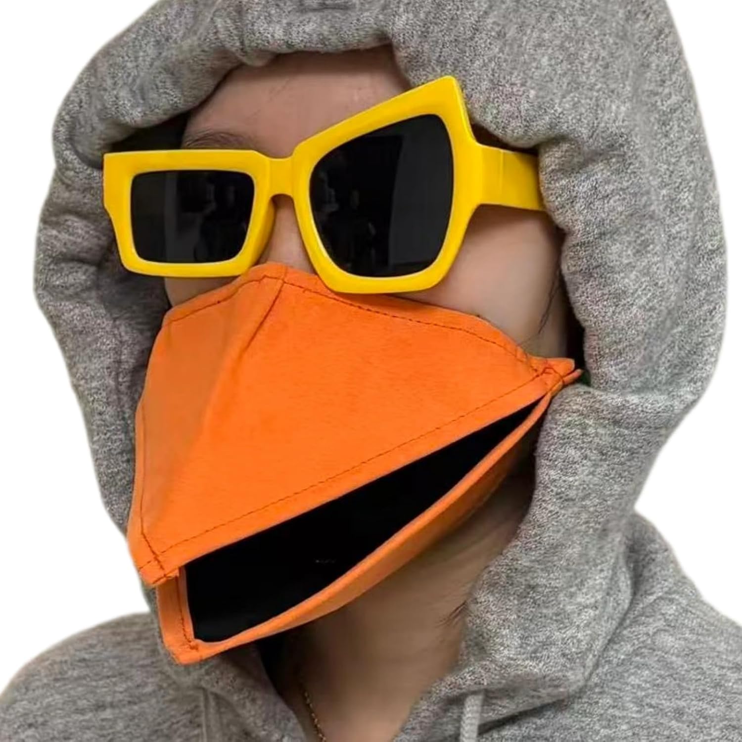 Bird Beak Mask and Sunglasses Set, Halloween, Christmas, Cosplay Costume | Talking triggers moving beak for laughs, Premium suede-like fabric, asymmetrical or spinning-eye glasses, Comfortable wear